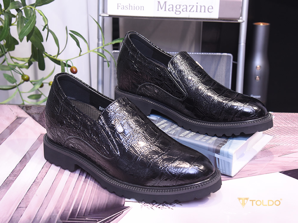 Giày cao 10 da bóng vân cá sấu 12